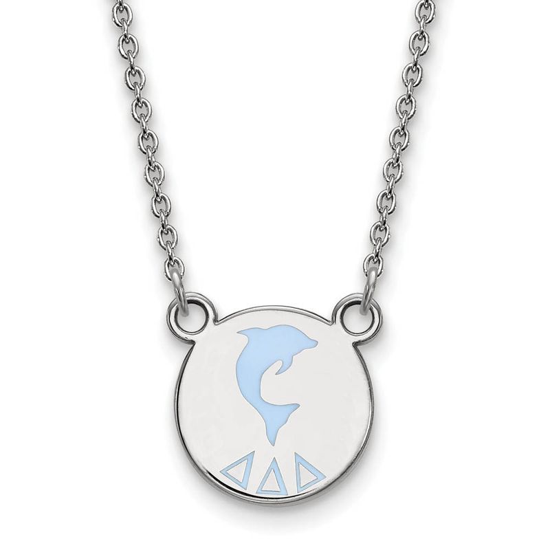 Sterling Silver Delta Delta Delta Small Enamel Necklace